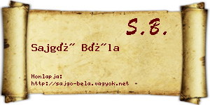 Sajgó Béla névjegykártya